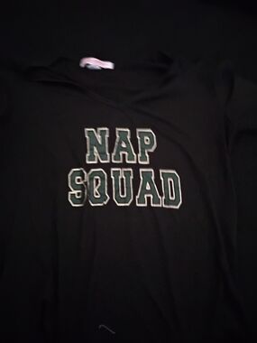 Jordan Black Kids "NAP SQUAD" Graphic Pajama Top with Green Letters